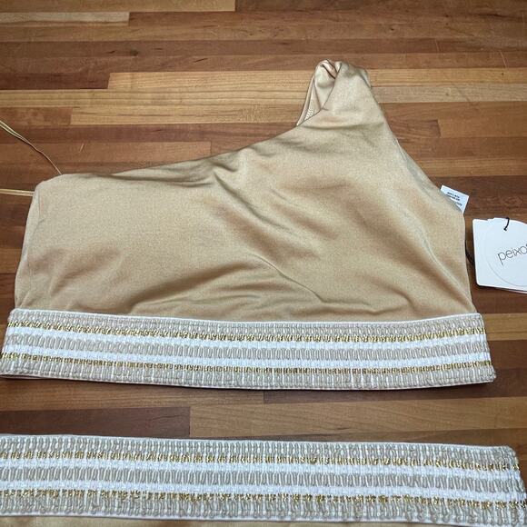 Peixoto Zoni One Shoulder Bikini set  Gold Large - Picture 8 of 9